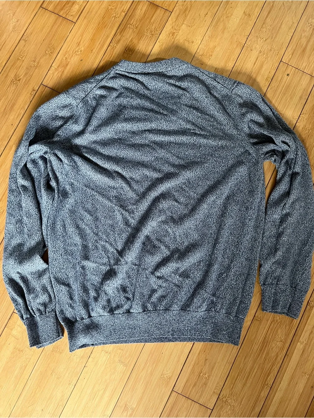 Lacoste Men's Heather blue V-Neck Sweater with Green Croc Logo